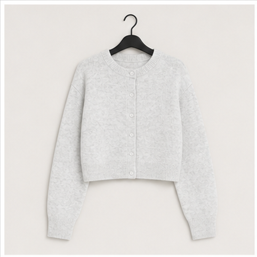 Women's Cropped Cardigan Sweaters Lightweight Long Sleeve Button Up Knit Cardigan Fashion Outfits - front view