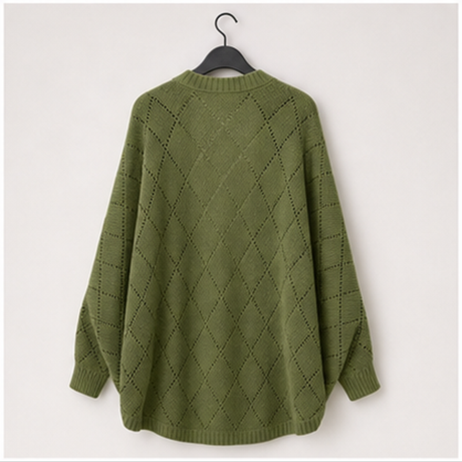 Women's Crochet Oversized Cardigan Sweaters Spring Hollow Out Long Batwing Sleeve Summer Shrugs Lightweight Sweater - back vi