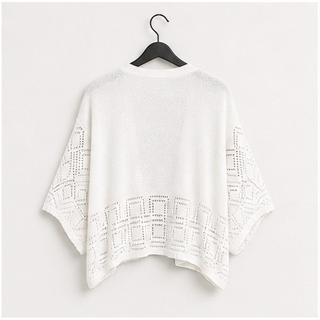 Women's Summer Crochet Cardigans, Short Sleeve Cropped Bolero Shrug, Lightweight Open Front Sweater Outwear - back view